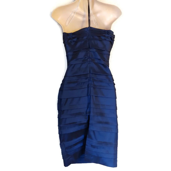 Social Occasions by Mon Cheri Strapless Taffeta Navy Blue Dress Size Women's 10 - Picture 5 of 8